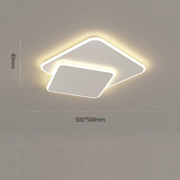 2-Light White Square LED Flush Mount Ceiling Light for Bedroom - Image 5
