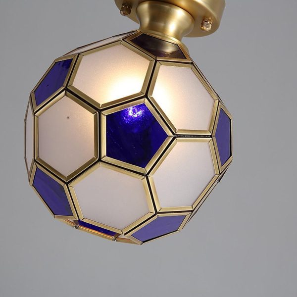 Football Electroplated Copper Glass LED Modern Ceiling Lights Flush Mount Lighting - Image 8