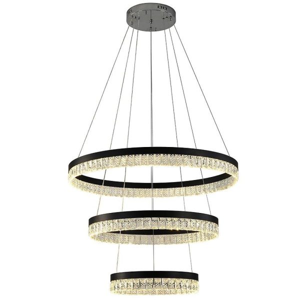 3 Tiered Circles LED Crystal Modern Chandeliers Pendant Light Hanging Lamp - Image 6