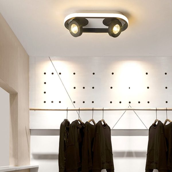 Rectangular Strip Flush Mount Kitchen Lighting Ceiling Light with Adjustable 2 Spotlight - Image 2