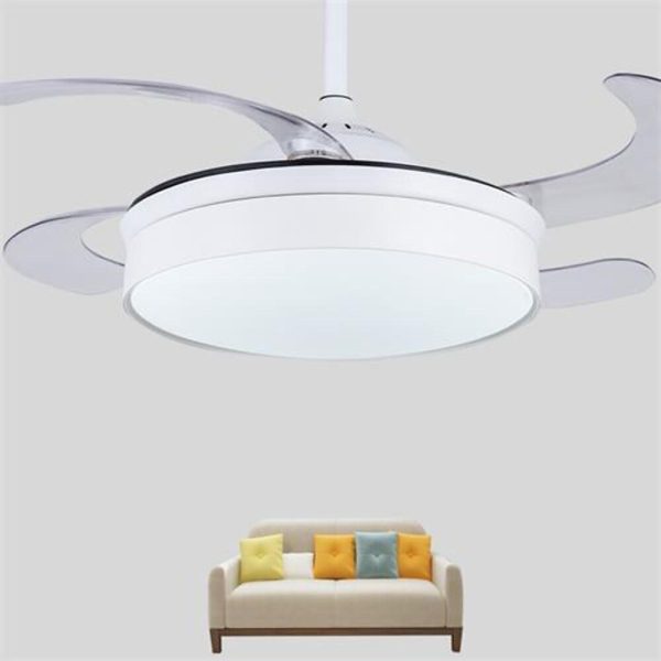 Round Drum Shaped LED Nordic Retractable Ceiling Fan with Lights - Image 3