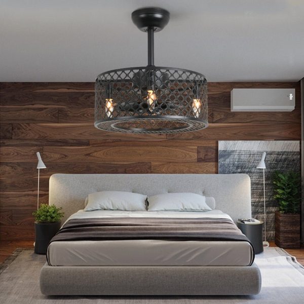 Retro Industrial Style Unique Iron Ceiling Fan Light with Remote Control - Image 3