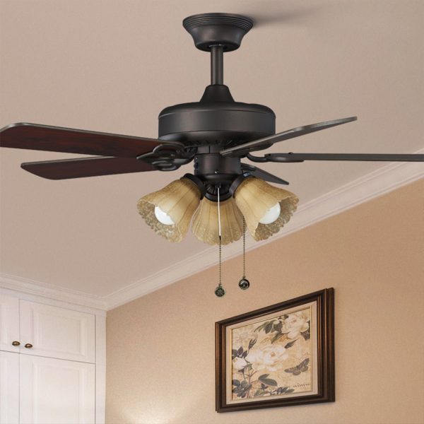 Retro Pastoral Hanging Noiseless Heat Resistant Wood Blade Ceiling Fan Lamp - Image 4