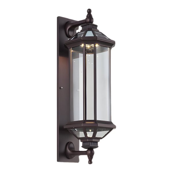 Retro Rectangular Ribbed Glass Solar Outdoor Wall Light - Image 8