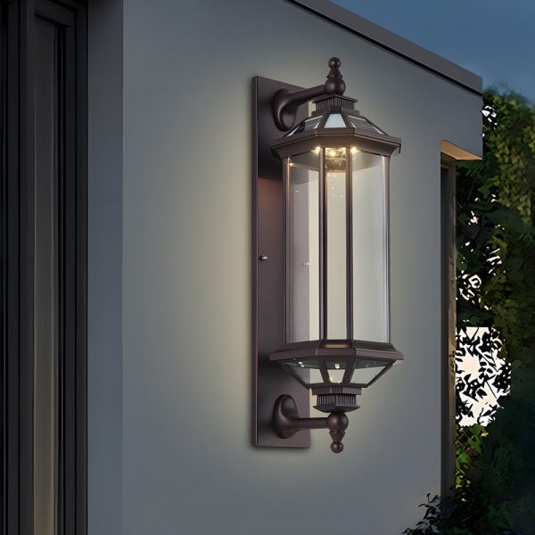 Retro Rectangular Ribbed Glass Solar Outdoor Wall Light - Image 2