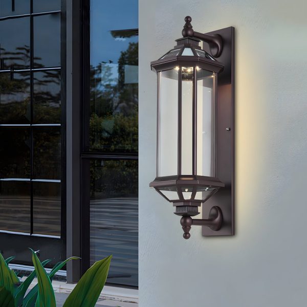 Retro Rectangular Ribbed Glass Solar Outdoor Wall Light - Image 4