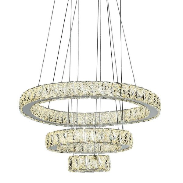 Modern 3 Tiers Circles Suspended Chandelier with Crystal Accents - Image 10