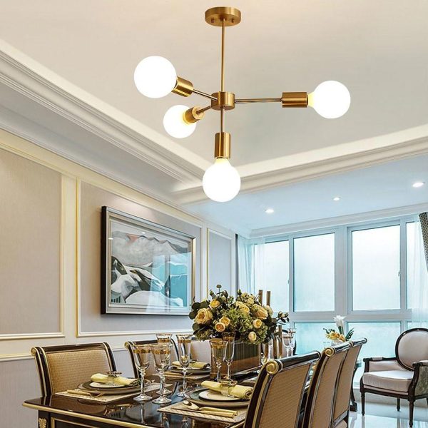 Luxurious Gold 4-Light Pendant Light - Modern 27'' Ceiling Fixture - Image 4