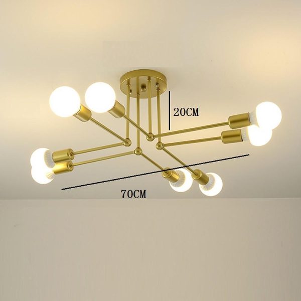 8 Light Modern Linear Gold Flush Mount Light Metal LED Ceiling Light - Image 8