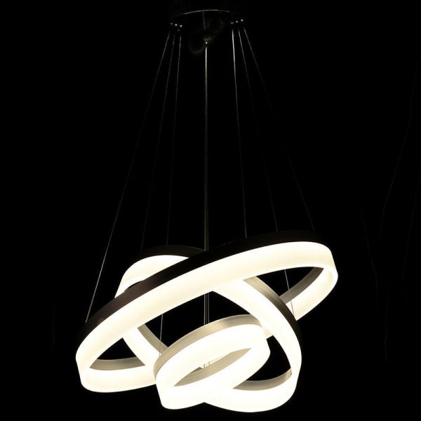 24'' Easily Adjustable 3 Authoritative Ring Classic Vintage Metal Acrylic Chandelier With 1 LED Light - Image 4