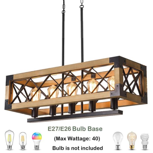 Rustic Industrial Linear Chandelier for Dining Rooms Farmhouse Rectangular/Square Light Fixture - Image 16