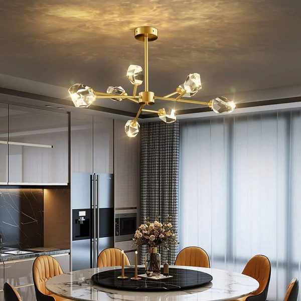 9 Lights Modern Sputnik Luxury Irregular Crystal Kitchen Chandelier - Image 2