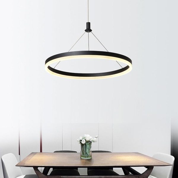 Corona 12''/16''/24'' Wide Circle LED Ringed Glow Modern Chandeliers Hanging Ring Pendant Light - Image 4