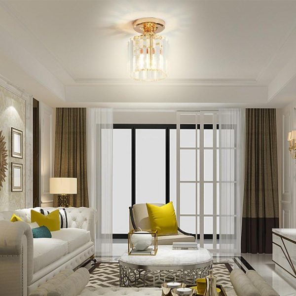 Modern Crystal Metal Industrial LED Flush Mount Ceiling Light for Hallway Entryway - Image 6