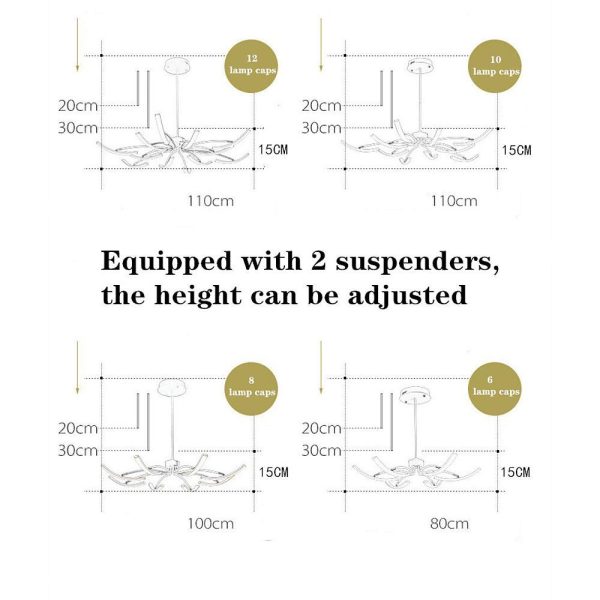 Flower Strips Dimmable LED Nordic Chandeliers Pendant Light Hanging Lamp - Image 7