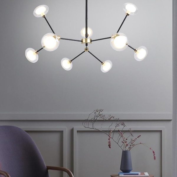 9-light Glass LED Nordic Sputnik Chandeliers Hanging Ceiling Lights - Image 5
