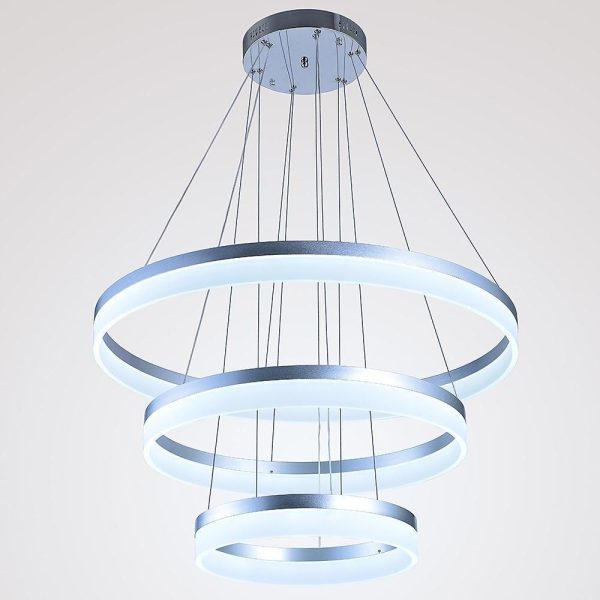 Adjustable Gradated 3 Rings Dimmable LED Modern Chandeliers Pendant Lighting - Image 8