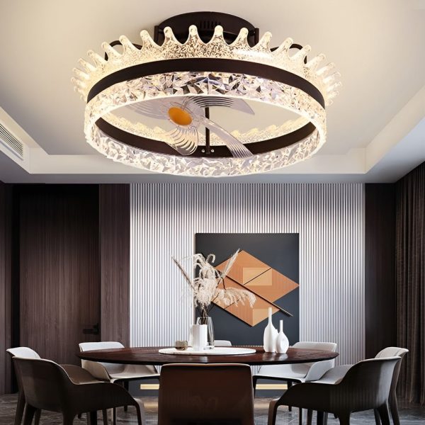 Round 360?? Rotating Dimmable LED Silent Ceiling Fan Light with Remote Control