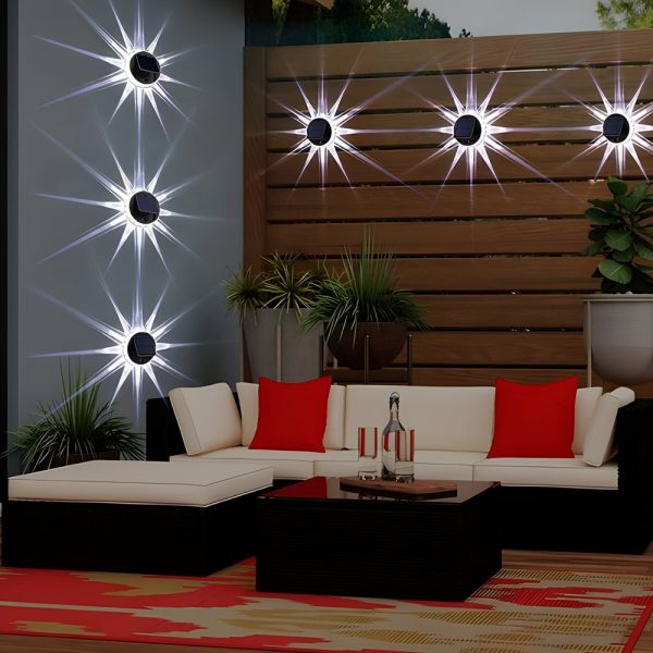 Round 9 LED Solar Petal Wall Light 3 Mode with Remote Outdoor Wall Sconce Lamp Waterproof Wall Mount Lighting - Image 4