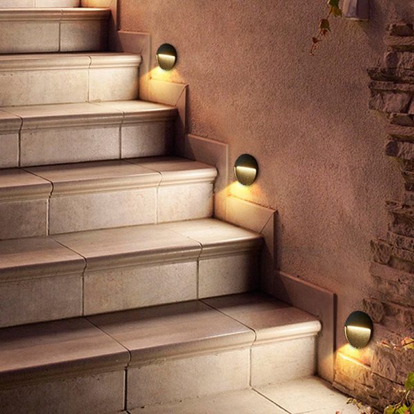 Round Creative Waterproof Stair Lights Outdoor Wall Lights Step Lights Stairway Sconces - Image 3