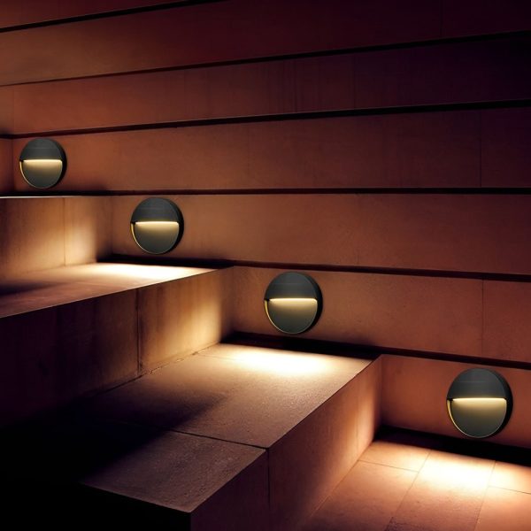 Round Creative Waterproof Stair Lights Outdoor Wall Lights Step Lights Stairway Sconces - Image 2