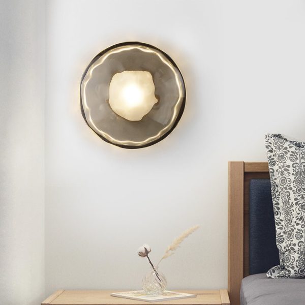 Round Glass Shell Design Wall Sconce Modern Bedside & Study Wall Lamp - Image 2