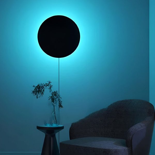 Round Remote Control RGB LED Black Modern Sconces Wall Lamp Wall Light - Image 2