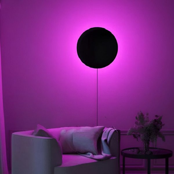 Round Remote Control RGB LED Black Modern Sconces Wall Lamp Wall Light - Image 3