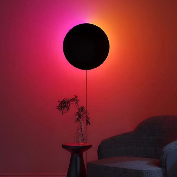 Round Remote Control RGB LED Black Modern Sconces Wall Lamp Wall Light - Image 4