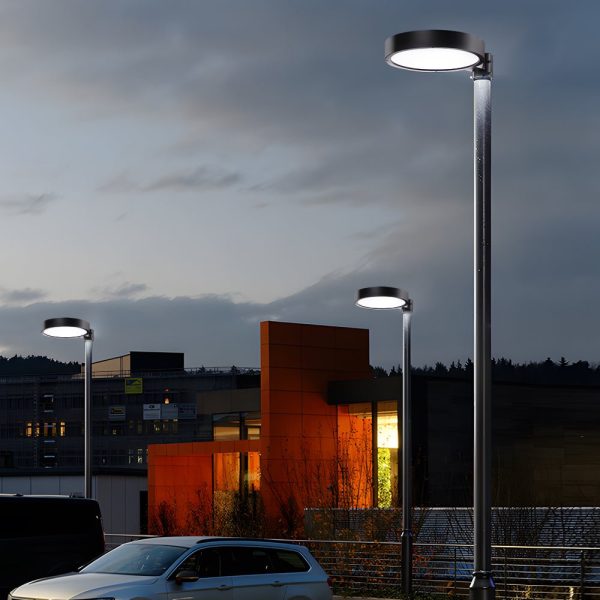 Round Waterproof Smart Remote Control LED Solar Lamp Post Top Lights - Image 4