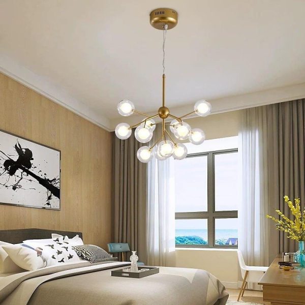 Sputnik Cluster Chandelier Light Metal Glass LED Chandelier 12 Bulbs - Image 4
