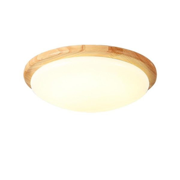 14'' LED Dimmable Wood Flush Mount Light Nordic LED Bamboo Bedroom Ceiling Lights - Image 2