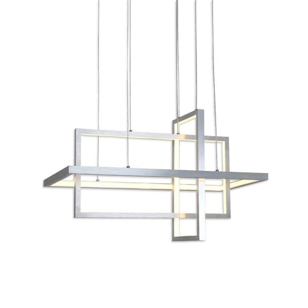 31.5'' Three-Part Futuristic Square Rectangular Hybrid Aluminum Chandelier with Capable Ambient Lights - Image 18