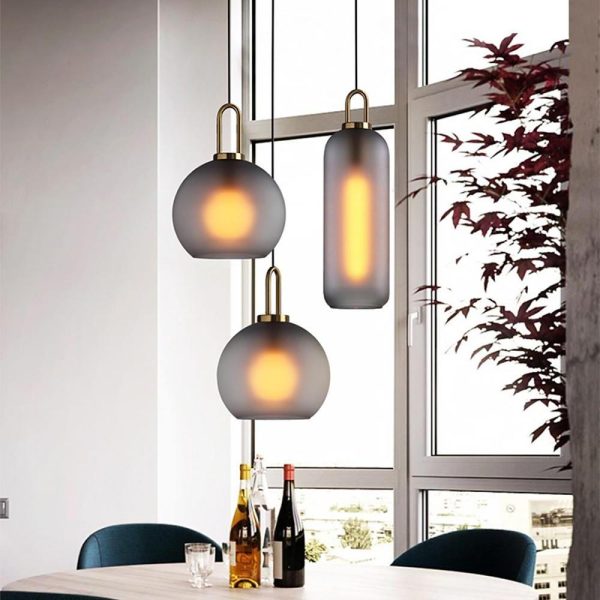 Semi Globe Glass Electroplated Metal LED Industrial Style Pendant Lighting - Image 6