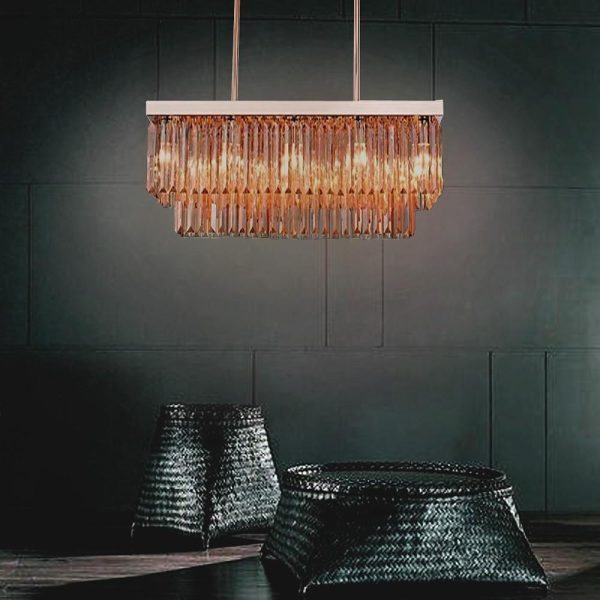 Rectangular Double-layer Crystal LED Industrial Chandeliers Pendant Light - Image 2