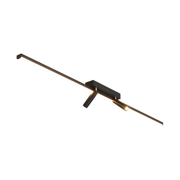 Unique 2-Spotlights Black Linear Semi-Flush Mount Ceiling LED Light - Image 5