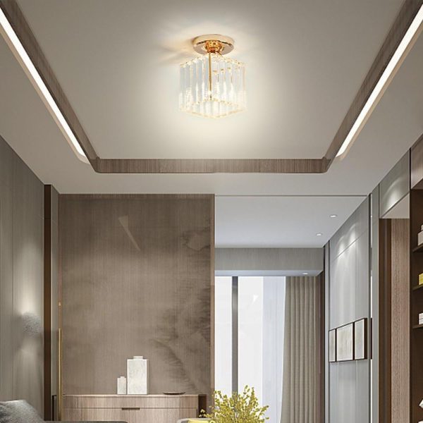 Modern Crystal Metal Industrial LED Flush Mount Ceiling Light for Hallway Entryway - Image 4