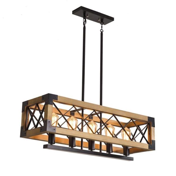 Rustic Industrial Linear Chandelier for Dining Rooms Farmhouse Rectangular/Square Light Fixture - Image 13