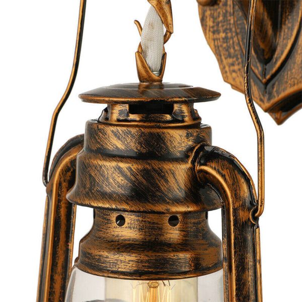 Vintage 1-Light Lantern Armed Sconce Lamp - Image 6