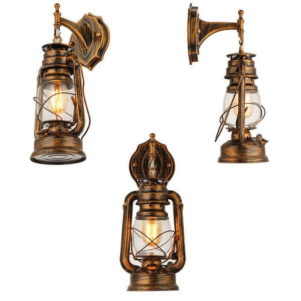 Vintage 1-Light Lantern Armed Sconce Lamp - Image 5