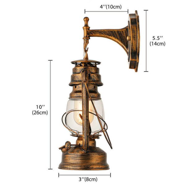 Vintage 1-Light Lantern Armed Sconce Lamp - Image 4