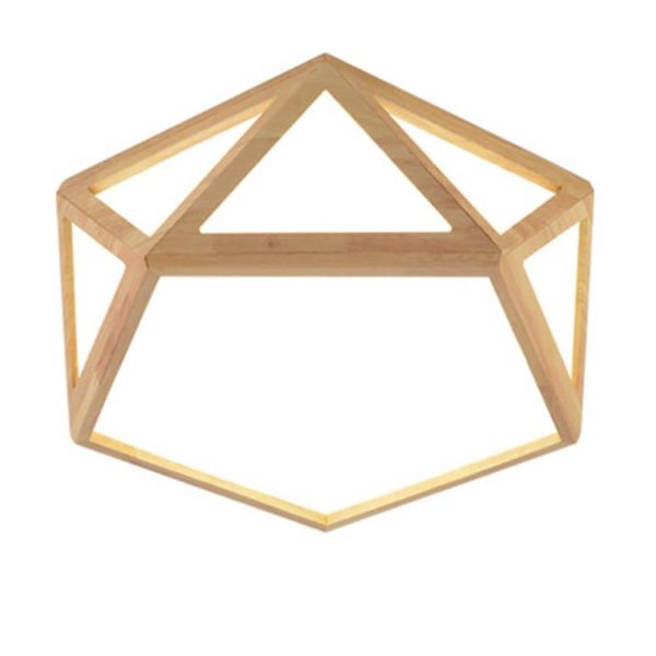 Geometric Shape Rustic Flush Mount Ceiling Light Bamboo Acrylic LED Light - Image 3