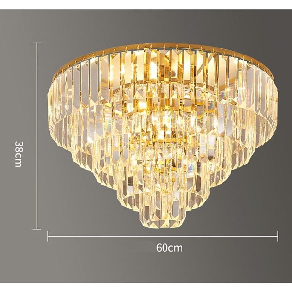 Candelabra Flush Mount Ceiling Light Metal Crystal Unique LED Light - Image 8