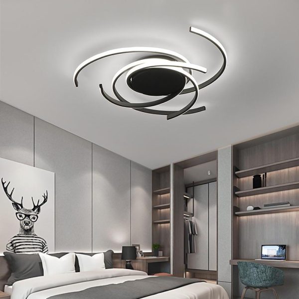 Abstract Curve Dimmable LED Nordic Ceiling Lights Flush Mount Lighting - Image 4