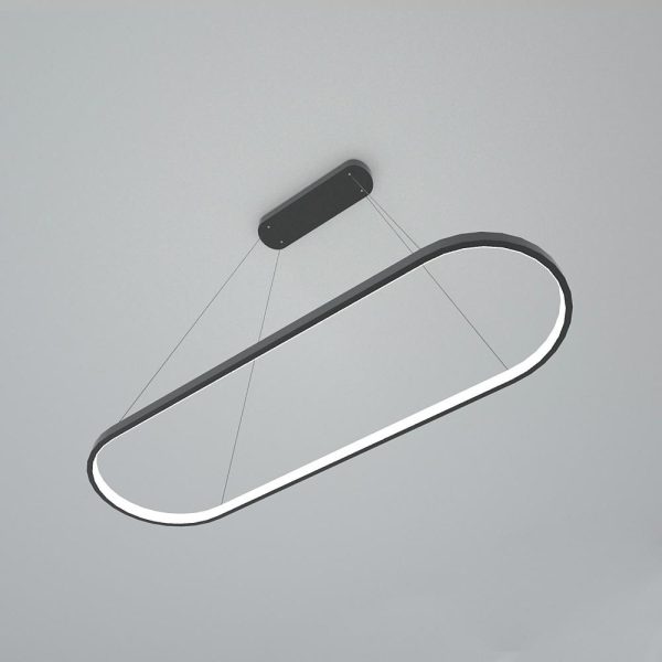 LED Oval Modern Black Pendant Light with Remote Control Artistic Pendant Light - Image 7