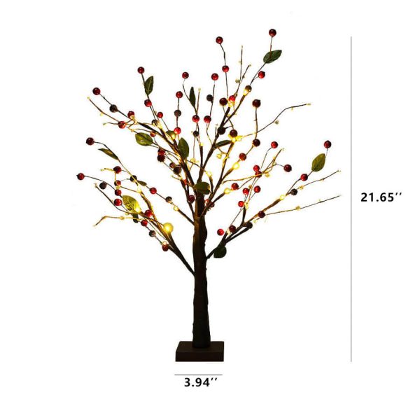 Red Fruits Pine Tree Light Small Led Battery Decoration Table Lamp - Image 6