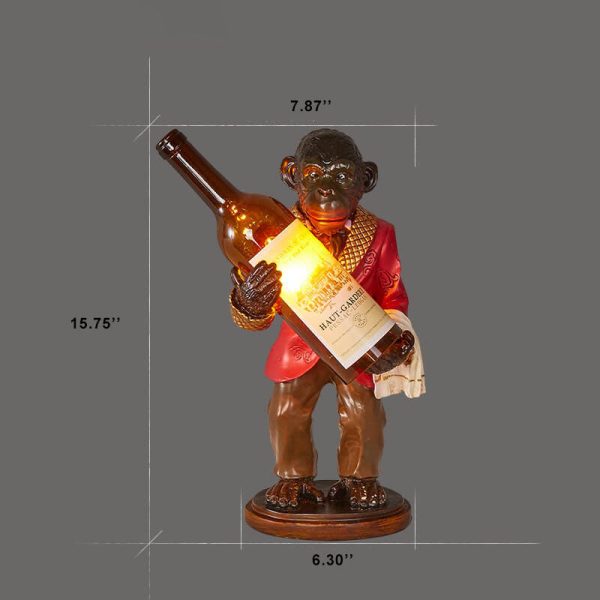 Retro Creative Monkey Resin Wine Bottle 1-Light Decoration Table Lamp - Image 14