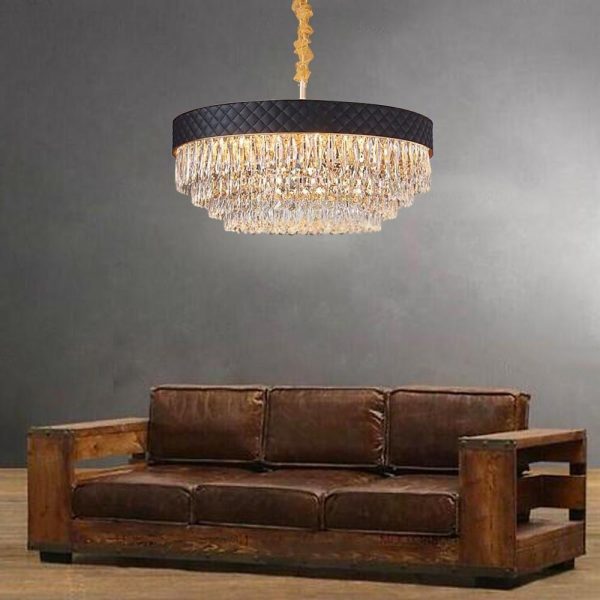 Drum Shaped LED Electroplated Crystal Modern Chandelier Pendant Light - Image 2