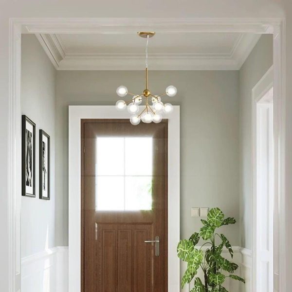 Sputnik Cluster Chandelier Light Metal Glass LED Chandelier 12 Bulbs - Image 2