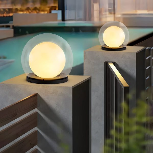 Solar Bubble Lunar Post Light Waterproof Globe Outdoor Lantern Gate Light Outdoor Lamp Landscape Light - Image 2